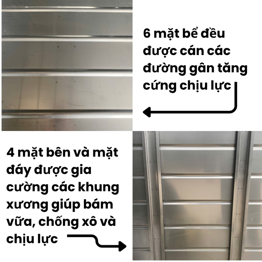 hệ thống gân tăng cứng của bể inox ngầm