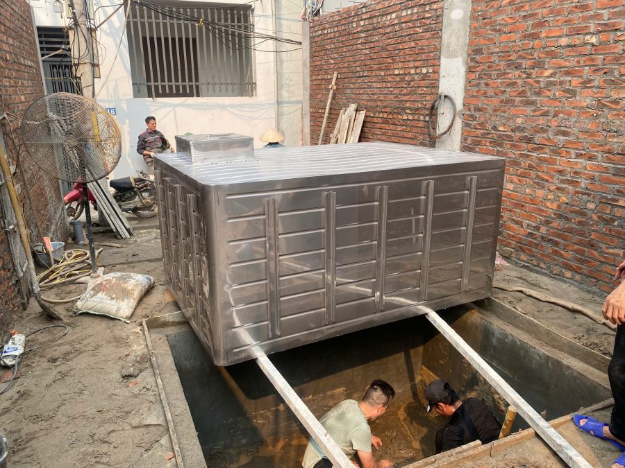 thi công bể nước ngầm inox 3000L