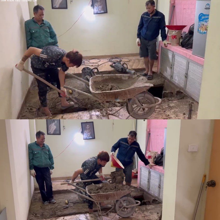 Đào bể nước ngầm để sửa chữa bể bị nứt