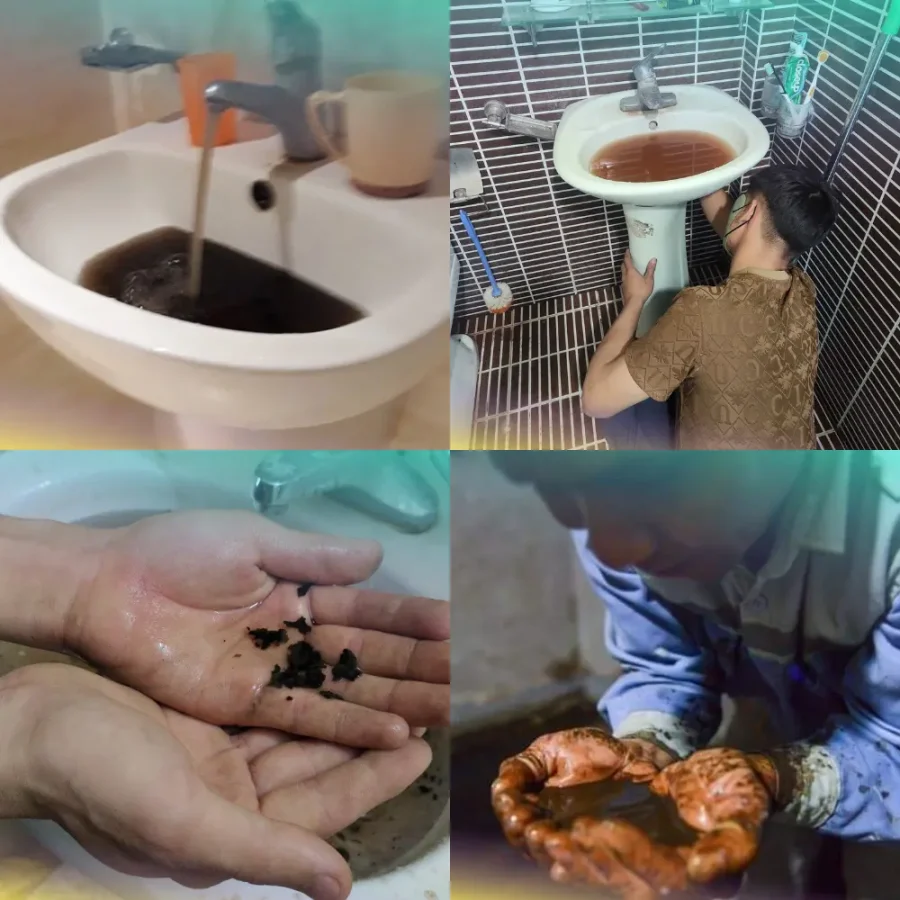 Bể nước ngầm lâu ngày không vệ sinh xuất hiện rong rêu và cặn bẩn