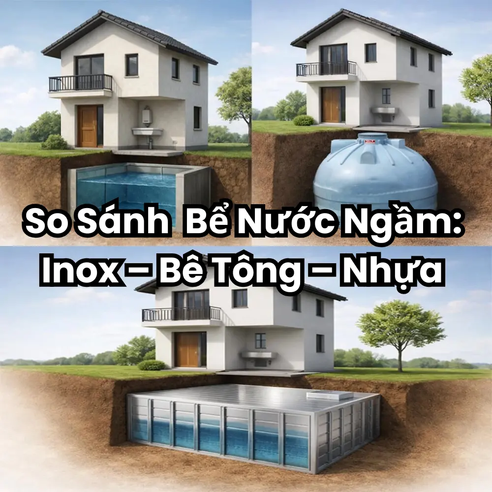 So Sánh Bể Ngầm Inox 304, Bể Bê Tông Và Bể Nhựa