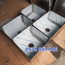 Hố chậu inox 400x400x300 mm thực tế lắp đặt cho bếp và quầy bar