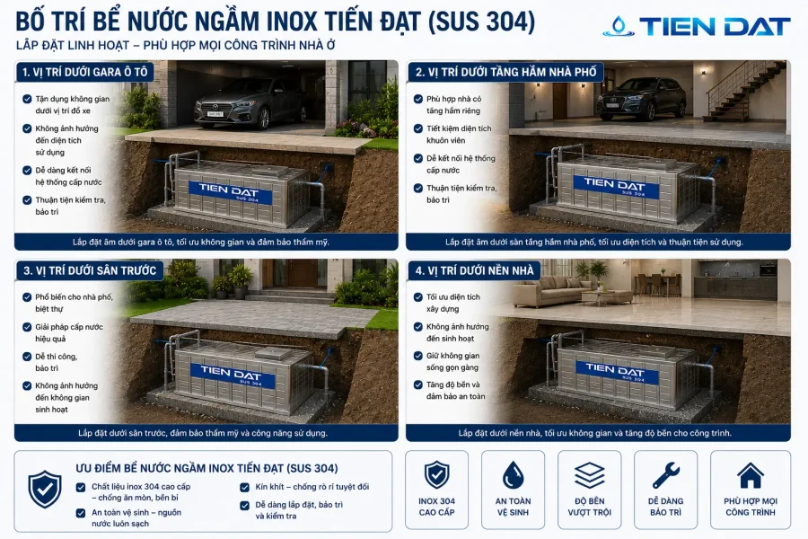 Vị Trí Lắp Đặt Bể Nước Ngầm Inox
