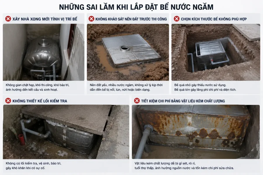 Sai Lầm Khi Lắp Đặt Bể Nước Ngầm